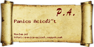 Panics Acicét névjegykártya